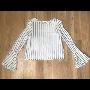 BP Gray striped bell-sleeve shirt